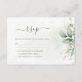 エレガントユーカリ葉スゲネリー金ゴールド結婚ズ 出欠カード (正面)