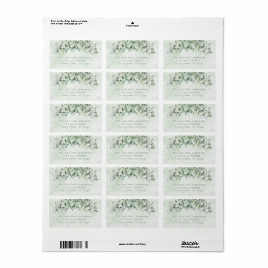 エレガントユーカリ葉ス結婚の住所 ラベル (フルシート)