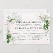 エレガントユーカリ葉ピンクリハーサルディナー 招待状 (正面)