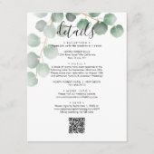 エレガントユーカリ葉QRコードの結婚詳細 エンクロージャーカード (正面)