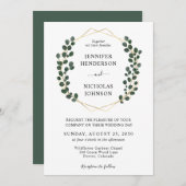 エレガントユーカリ金ゴールドフレ結婚ーム 招待状 (正面/裏面)