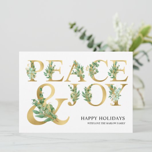 エレガントユーカリ金ゴールド平和と喜び家族の写真 シーズンカード (スタンド正面)