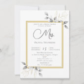 エレガントユーカリ金ゴールド未来ミセスブライダルシャワー 招待状 (正面)