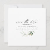 エレガントユーカリ金ゴールド植物計結婚算 案内状 (正面)