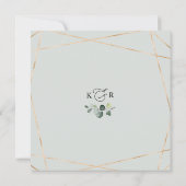 エレガントユーカリ金ゴールド緑ブライダルシャワー 招待状 (裏面)