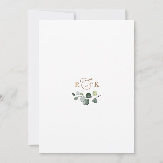 エレガントユーカリ金ゴールド緑ブライダルシャワー 招待状 (裏面)