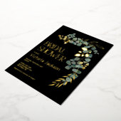 エレガントユーカリ離れブライダルシャワー 箔招待状 (回転した状態)