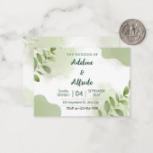 エレガントユーカリ離れ結婚式招待状 ノートカード (正面/裏面インサイチュ)