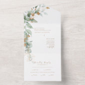 エレガントユーカリ&金ゴールド両親結婚の オールインワン招待状 (内側)