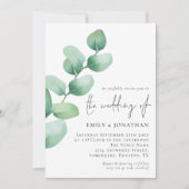 エレガントユーカリQRコードスクリプ結婚ト 招待状 (正面)