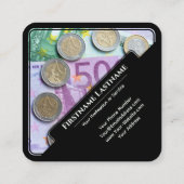 エレガントユーロ通貨金融専門家 スクエア名刺 (裏面)