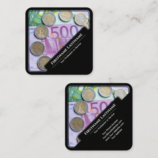 エレガントユーロ通貨金融専門家 スクエア名刺 (正面/裏面)