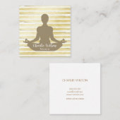 エレガントヨガ白セピア茶色金ゴールド絵を描ストライプの スクエア名刺 (正面/裏面)