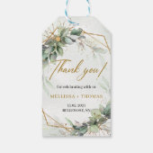 エレガントヨーユーカリ緑金ゴールド結婚 ギフトタグ (裏面)