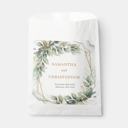 エレガントヨーユーカリ緑金ゴールド結婚 フェイバーバッグ (正面)