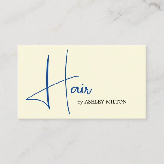 エレガントライトイエローブルーはっきりした美容師 名刺 (正面)