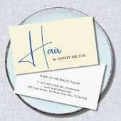 エレガントライトイエローブルーはっきりした美容師 名刺