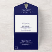 エレガントライトクリスマスツリー真夜中のブルー結婚ズ オールインワン招待状 (外側)