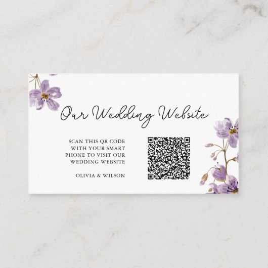 エレガントライトパープルフローラの結婚ウェブサイト エンクロージャーカード (裏面)