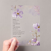 エレガントライトパープルフローラ結婚ズ アクリル招待状 (インサイチュ (ポータブル))