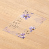 エレガントライトパープルフローラ結婚ズ アクリル招待状 (レイダウン)