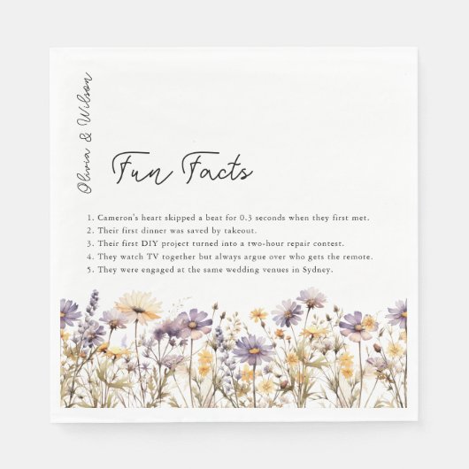 エレガントライトパープルフローラ結婚ズ スタンダードランチョンナプキン (正面)