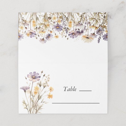 エレガントライトパープルフローラ結婚ズ プレイスカード (外部開封)