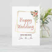 エレガントライトブラウン写真結婚コラージュ 招待状 (スタンド正面)