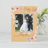 エレガントライトブラウン写真結婚コラージュ 招待状 (スタンド正面)