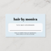 エレガントライトブルーはっきりした美しいサロン 予約カード (正面)