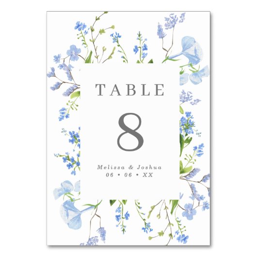 エレガントライトブルーフローラフレ結婚ーム テーブルナンバー (正面)