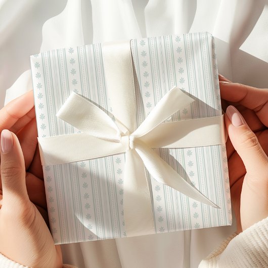 エレガントライトブルー白ストライプ包装紙 ラッピングペーパー