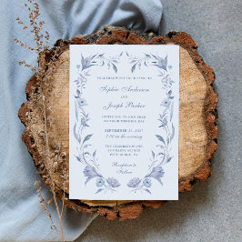 エレガントライトブルーChinoiserie結婚's 招待状