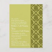 エレガントライム&グリーンダマスウェディング招待状 インビテーションポストカード (正面)