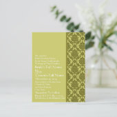 エレガントライム&グリーンダマスウェディング招待状 インビテーションポストカード (スタンド正面)