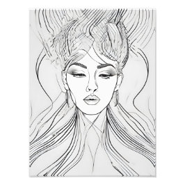 エレガントラインアートポートレートモダン フォトプリント           