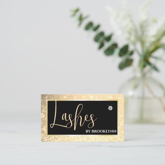 エレガントラグジュアリー光金ゴールドグラデーションダイヤ 名刺 (スタンド正面)