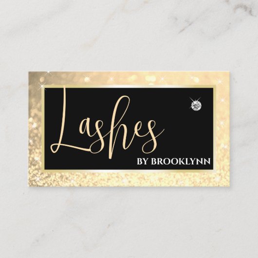 エレガントラグジュアリー光金ゴールドグラデーションダイヤ 名刺 (正面)