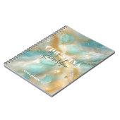 エレガントラグジュアリー ゴールドグリッターアクアマリン大理石 ノートブック (左側)