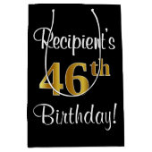 エレガントラグジュアリー、フェイク金ゴールドルック46誕生日 ミディアムペーパーバッグ (正面)