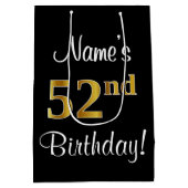 エレガントラグジュアリー、フェイク金ゴールドルック52番目の誕生日 ミディアムペーパーバッグ (裏面)