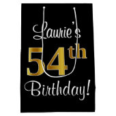 エレガントラグジュアリー、フェイク金ゴールドルック54th誕生日 ミディアムペーパーバッグ (裏面)