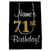 エレガントラグジュアリー、フェイク金ゴールドルック71st誕生日 ミディアムペーパーバッグ (裏面)