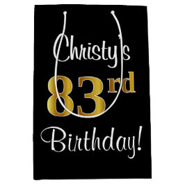 エレガントラグジュアリー、フェイク金ゴールドルック83誕生日 ミディアムペーパーバッグ