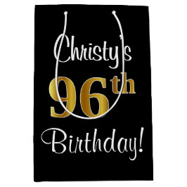 エレガントラグジュアリー、フェイク金ゴールドルック96誕生日 ミディアムペーパーバッグ
