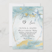 エレガントラグジュアリー ブルーウェディング - モダンクラシックパーティ 招待状 (正面)