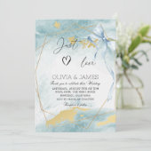 エレガントラグジュアリー ブルーウェディング - モダンクラシックパーティ 招待状 (スタンド正面)