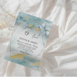 エレガントラグジュアリー ブルーウェディング - モダンクラシックパーティ 招待状