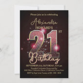 エレガントラグジュアリー ミッドナイトグロウ 21歳の誕生日 招待状 (正面)