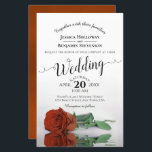 エレガントラストオレンジバラ予算結婚式招待状<br><div class="desc">この美しい予算や手頃結婚式招待状は、長い茎を持つ独身のさびオレンジ色のバラが横に敷設され、水のプールに反射するロマンチックなデザインを特徴としている。このタイポグラフィはレースのよう台本の書道と洗練されたレイアウトを備えている。背中は霜焼けのアンバー色。あなたの特別な日にあなたの喜びであなたの友人や家族を招待状する共有への素晴らしい方法。</div>